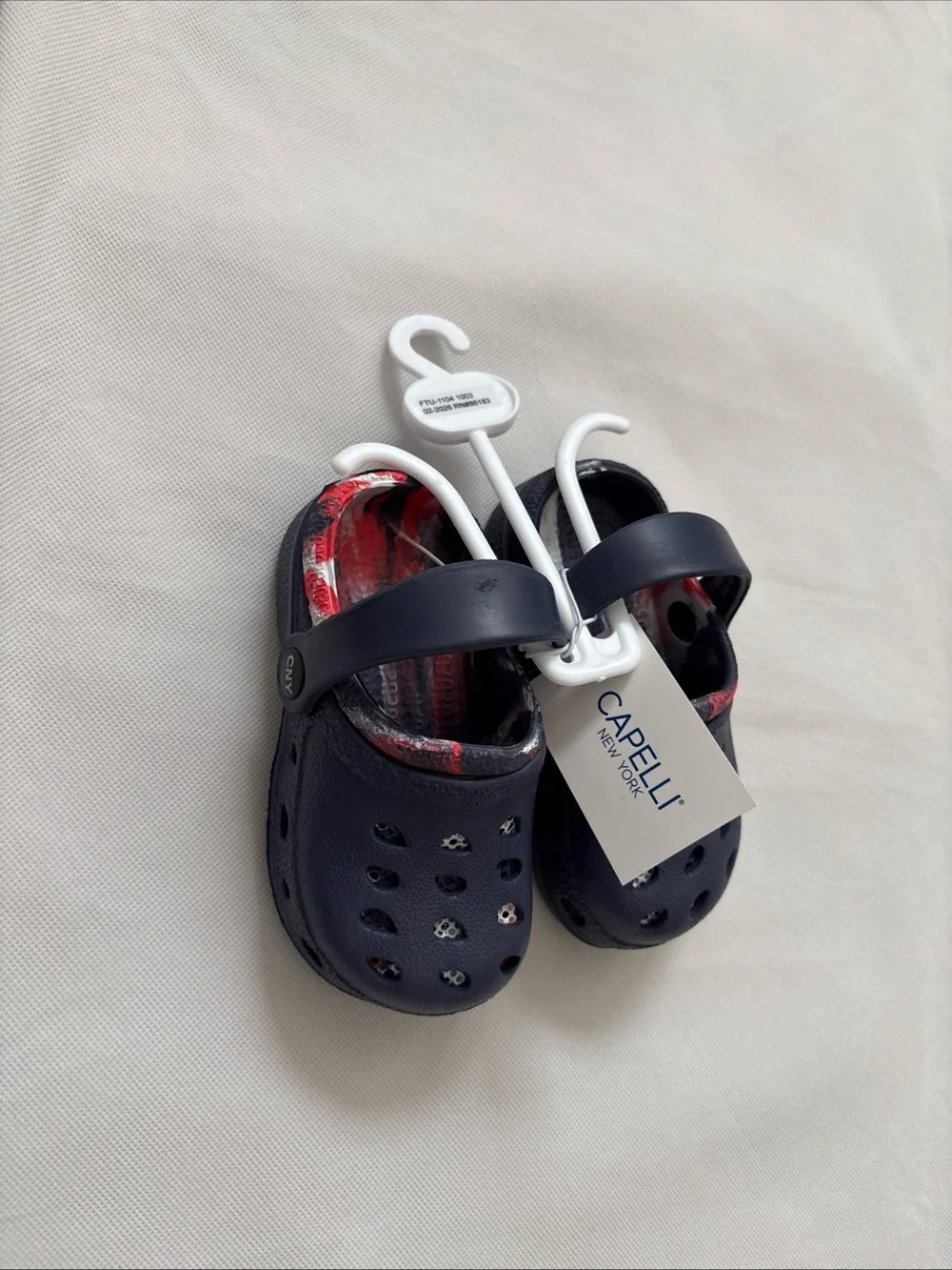 Capelli of New York Navy Blue Kids Water Clogs with Red Accents